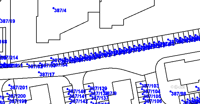 Parcela st. 387/73 v KÚ Pohořelice nad Jihlavou, Katastrální mapa