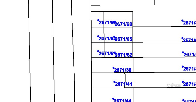 Parcela st. 2671/61 v KÚ Pohořelice nad Jihlavou, Katastrální mapa