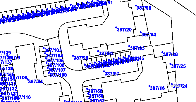 Parcela st. 387/92 v KÚ Pohořelice nad Jihlavou, Katastrální mapa