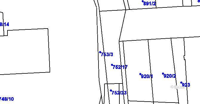 Parcela st. 753/3 v KÚ Pohořelice nad Jihlavou, Katastrální mapa