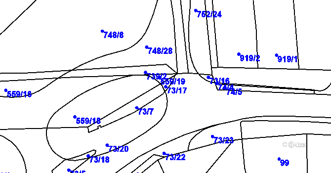 Parcela st. 73/17 v KÚ Pohořelice nad Jihlavou, Katastrální mapa