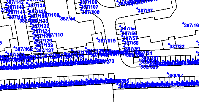Parcela st. 387/121 v KÚ Pohořelice nad Jihlavou, Katastrální mapa