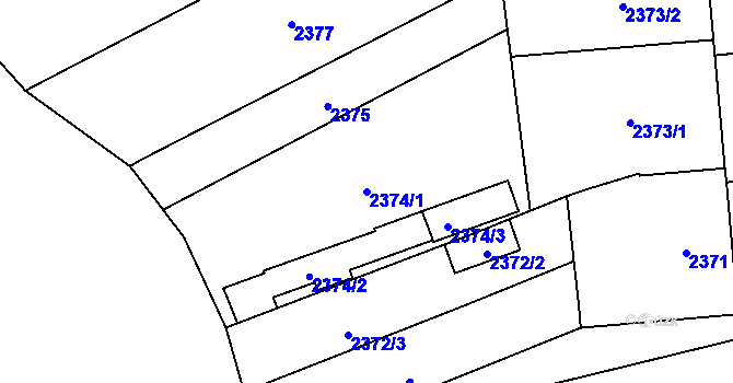 Parcela st. 2374/1 v KÚ Pohořelice nad Jihlavou, Katastrální mapa