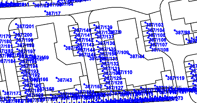 Parcela st. 387/134 v KÚ Pohořelice nad Jihlavou, Katastrální mapa