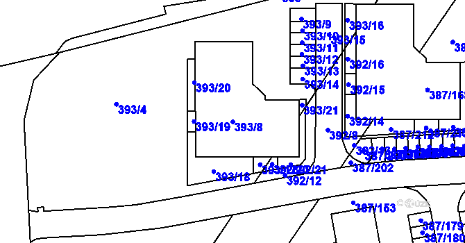Parcela st. 393/8 v KÚ Pohořelice nad Jihlavou, Katastrální mapa