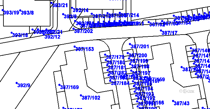 Parcela st. 387/179 v KÚ Pohořelice nad Jihlavou, Katastrální mapa