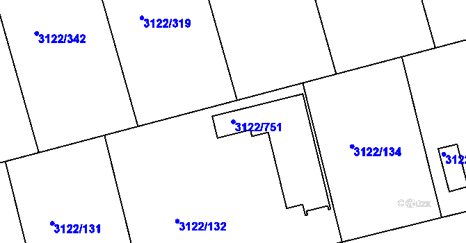 Parcela st. 3122/751 v KÚ Pohořelice nad Jihlavou, Katastrální mapa