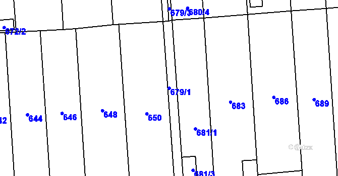 Parcela st. 679/1 v KÚ Pohořelice nad Jihlavou, Katastrální mapa