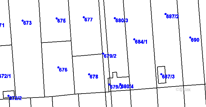 Parcela st. 679/2 v KÚ Pohořelice nad Jihlavou, Katastrální mapa