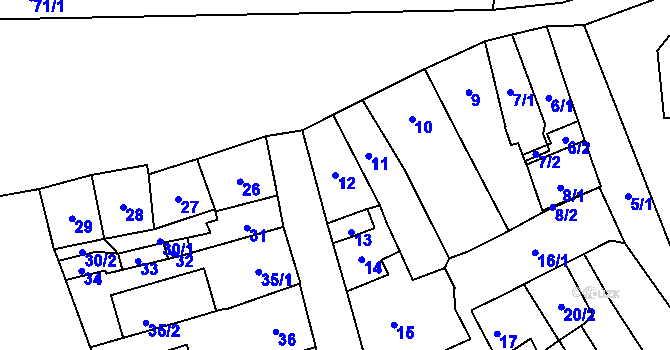 Parcela st. 12 v KÚ Pohořelice nad Jihlavou, Katastrální mapa