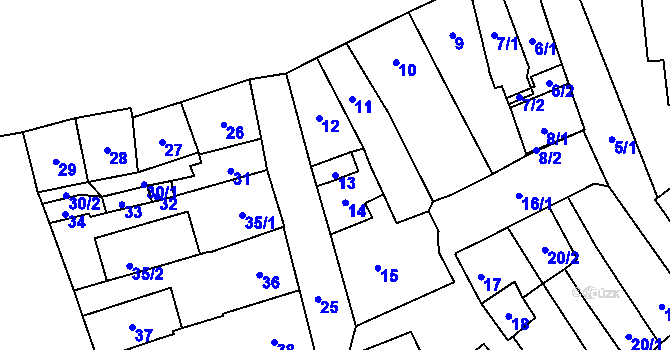 Parcela st. 13 v KÚ Pohořelice nad Jihlavou, Katastrální mapa