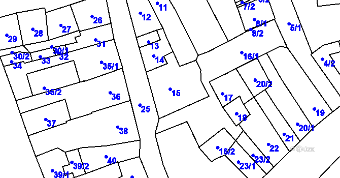 Parcela st. 15 v KÚ Pohořelice nad Jihlavou, Katastrální mapa