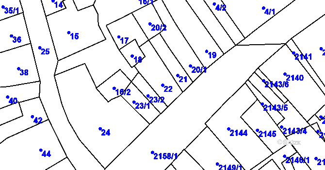 Parcela st. 22 v KÚ Pohořelice nad Jihlavou, Katastrální mapa