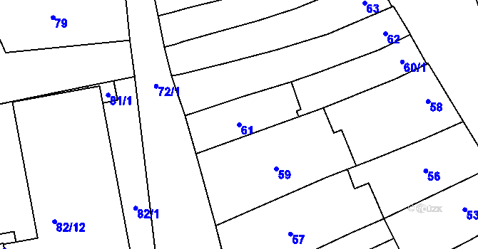 Parcela st. 61 v KÚ Pohořelice nad Jihlavou, Katastrální mapa