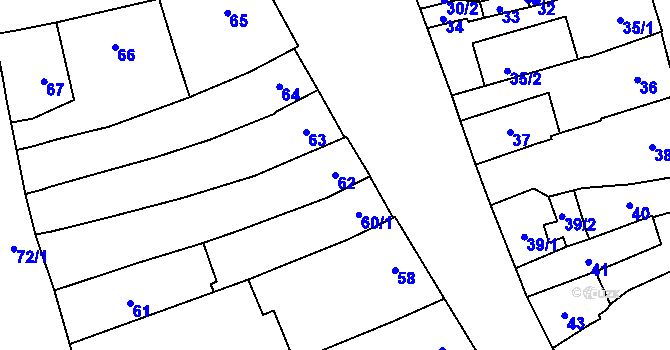Parcela st. 62 v KÚ Pohořelice nad Jihlavou, Katastrální mapa