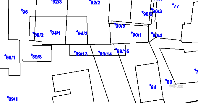 Parcela st. 89/14 v KÚ Pohořelice nad Jihlavou, Katastrální mapa