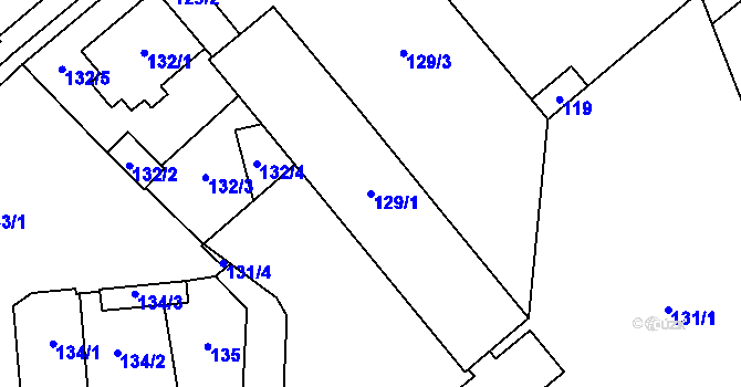 Parcela st. 129/1 v KÚ Pohořelice nad Jihlavou, Katastrální mapa