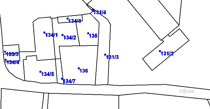 Parcela st. 131/3 v KÚ Pohořelice nad Jihlavou, Katastrální mapa