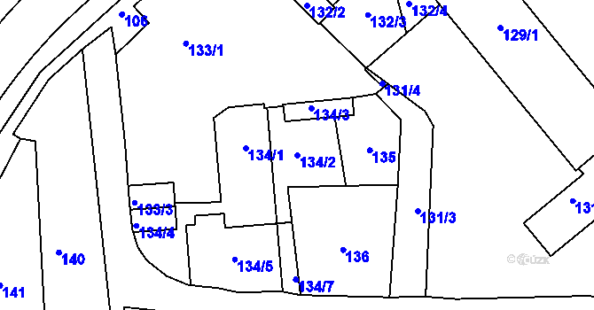 Parcela st. 134/2 v KÚ Pohořelice nad Jihlavou, Katastrální mapa