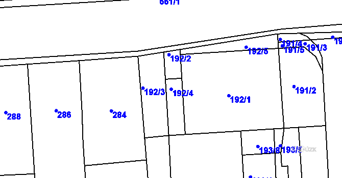 Parcela st. 192/4 v KÚ Pohořelice nad Jihlavou, Katastrální mapa