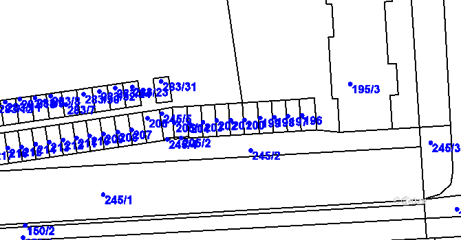 Parcela st. 201 v KÚ Pohořelice nad Jihlavou, Katastrální mapa