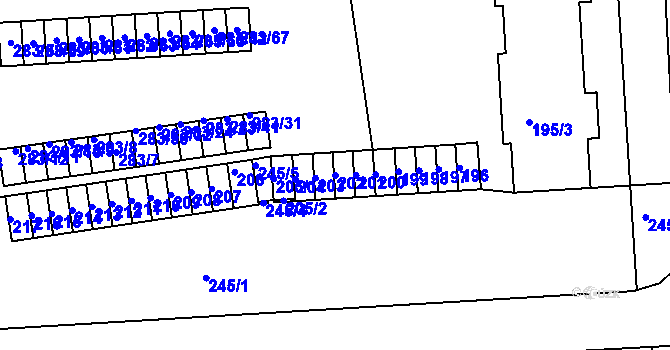 Parcela st. 202 v KÚ Pohořelice nad Jihlavou, Katastrální mapa