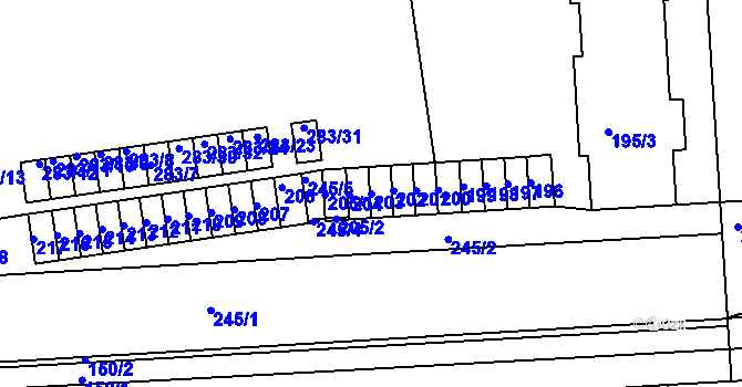 Parcela st. 203 v KÚ Pohořelice nad Jihlavou, Katastrální mapa