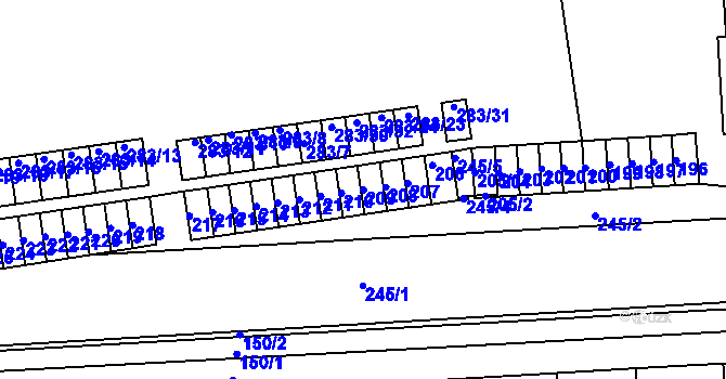 Parcela st. 209 v KÚ Pohořelice nad Jihlavou, Katastrální mapa