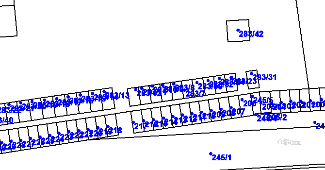 Parcela st. 283/9 v KÚ Pohořelice nad Jihlavou, Katastrální mapa