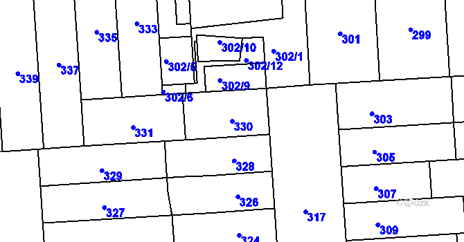 Parcela st. 330 v KÚ Pohořelice nad Jihlavou, Katastrální mapa