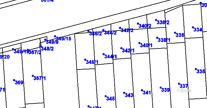 Parcela st. 344/1 v KÚ Pohořelice nad Jihlavou, Katastrální mapa