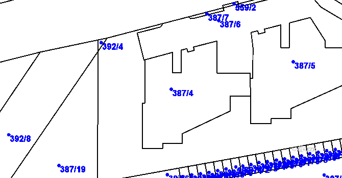 Parcela st. 387/4 v KÚ Pohořelice nad Jihlavou, Katastrální mapa