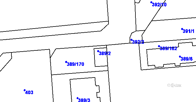 Parcela st. 389/2 v KÚ Pohořelice nad Jihlavou, Katastrální mapa