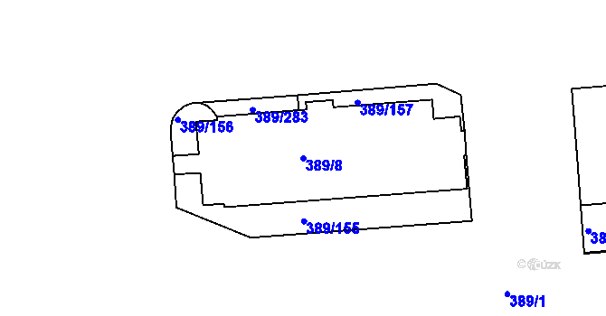Parcela st. 389/8 v KÚ Pohořelice nad Jihlavou, Katastrální mapa