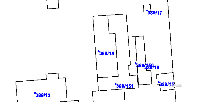 Parcela st. 389/14 v KÚ Pohořelice nad Jihlavou, Katastrální mapa