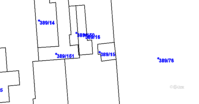 Parcela st. 389/15 v KÚ Pohořelice nad Jihlavou, Katastrální mapa