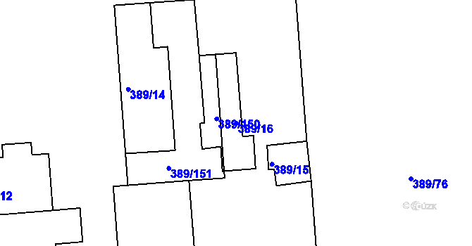 Parcela st. 389/16 v KÚ Pohořelice nad Jihlavou, Katastrální mapa