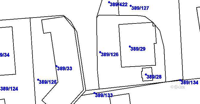 Parcela st. 389/126 v KÚ Pohořelice nad Jihlavou, Katastrální mapa