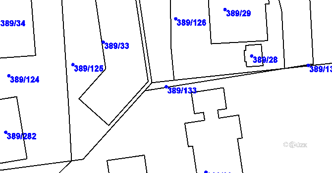 Parcela st. 389/133 v KÚ Pohořelice nad Jihlavou, Katastrální mapa