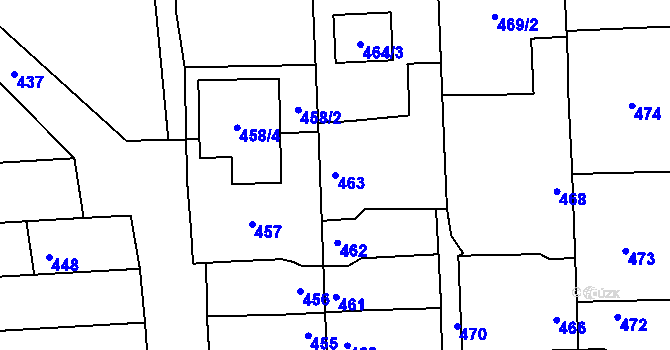 Parcela st. 463 v KÚ Pohořelice nad Jihlavou, Katastrální mapa