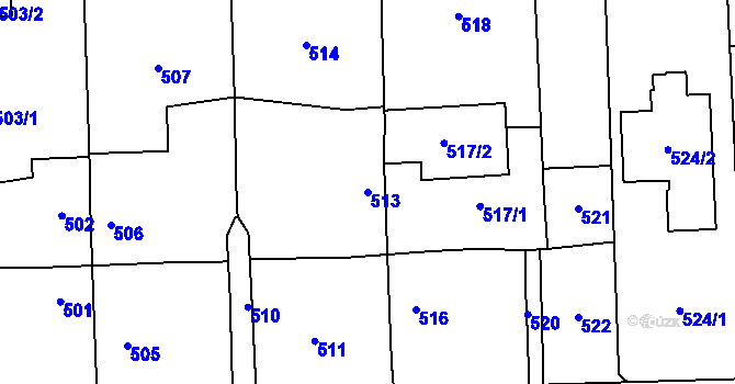 Parcela st. 513 v KÚ Pohořelice nad Jihlavou, Katastrální mapa