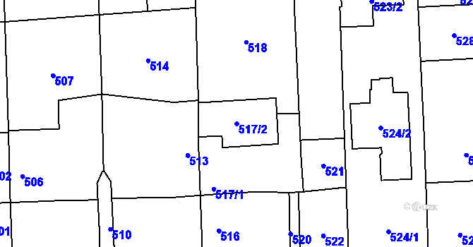 Parcela st. 517/2 v KÚ Pohořelice nad Jihlavou, Katastrální mapa