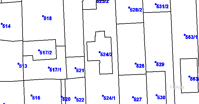 Parcela st. 524/2 v KÚ Pohořelice nad Jihlavou, Katastrální mapa