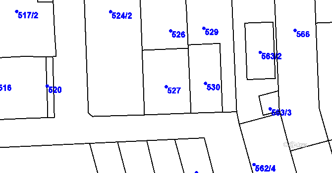 Parcela st. 527 v KÚ Pohořelice nad Jihlavou, Katastrální mapa