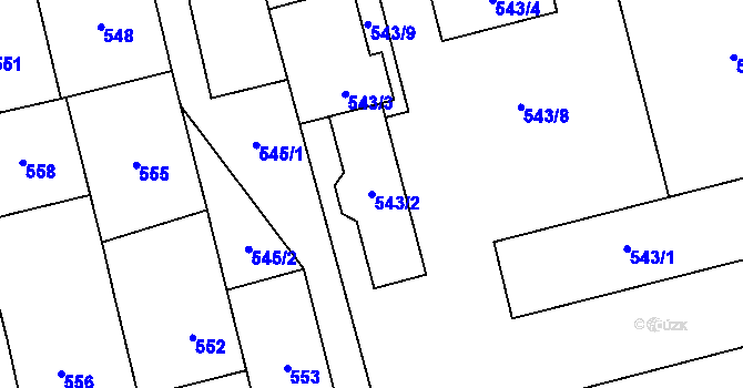 Parcela st. 543/2 v KÚ Pohořelice nad Jihlavou, Katastrální mapa