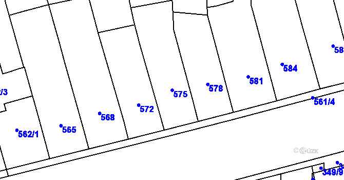 Parcela st. 575 v KÚ Pohořelice nad Jihlavou, Katastrální mapa