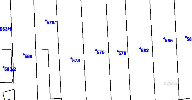 Parcela st. 576 v KÚ Pohořelice nad Jihlavou, Katastrální mapa