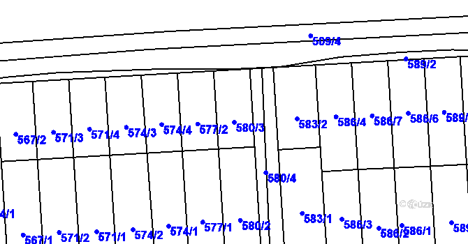 Parcela st. 580/3 v KÚ Pohořelice nad Jihlavou, Katastrální mapa