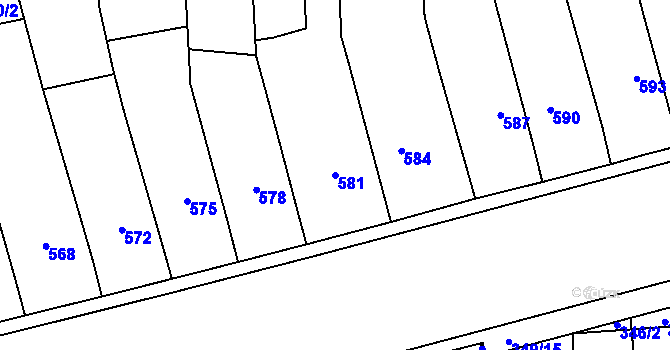 Parcela st. 581 v KÚ Pohořelice nad Jihlavou, Katastrální mapa