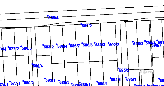 Parcela st. 586/6 v KÚ Pohořelice nad Jihlavou, Katastrální mapa